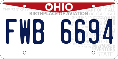 OH license plate FWB6694