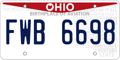 OH license plate FWB6698