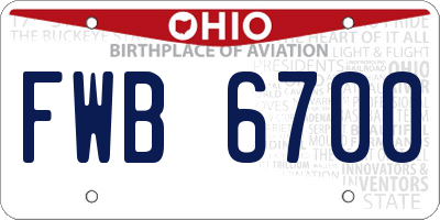 OH license plate FWB6700