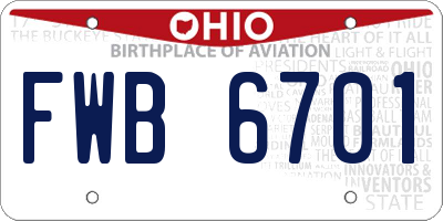 OH license plate FWB6701
