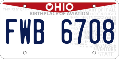 OH license plate FWB6708