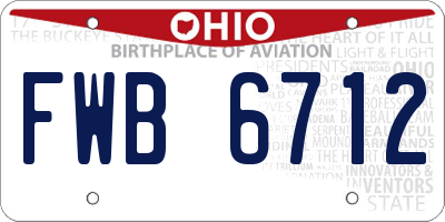 OH license plate FWB6712