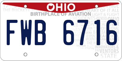 OH license plate FWB6716