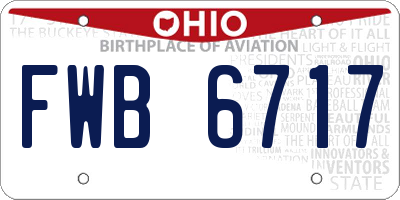 OH license plate FWB6717