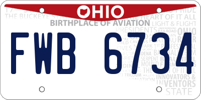 OH license plate FWB6734