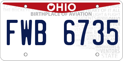 OH license plate FWB6735