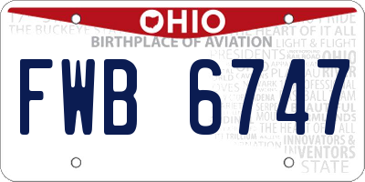 OH license plate FWB6747