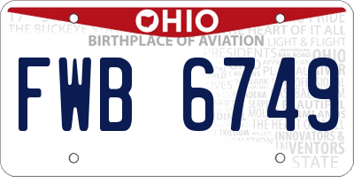OH license plate FWB6749