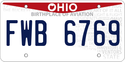 OH license plate FWB6769