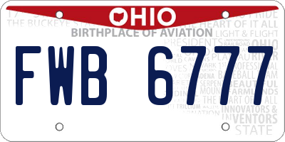 OH license plate FWB6777