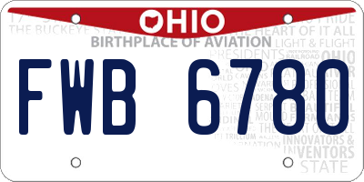 OH license plate FWB6780