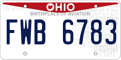 OH license plate FWB6783