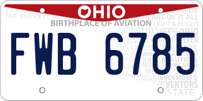OH license plate FWB6785