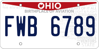 OH license plate FWB6789