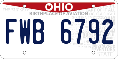 OH license plate FWB6792