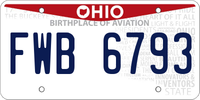 OH license plate FWB6793