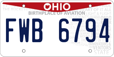 OH license plate FWB6794