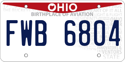 OH license plate FWB6804
