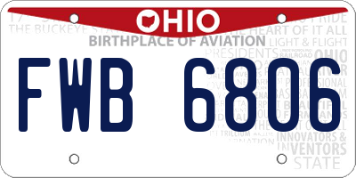 OH license plate FWB6806
