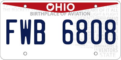 OH license plate FWB6808