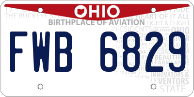 OH license plate FWB6829