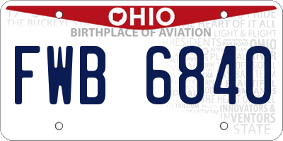 OH license plate FWB6840