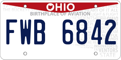 OH license plate FWB6842