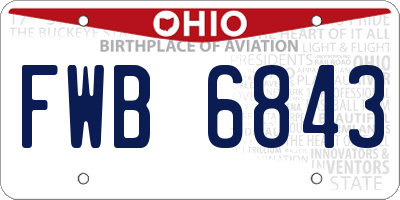 OH license plate FWB6843