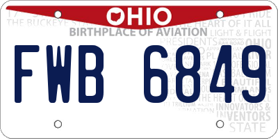 OH license plate FWB6849
