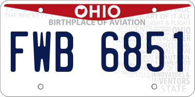 OH license plate FWB6851