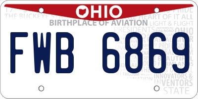 OH license plate FWB6869