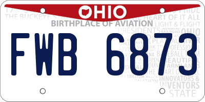 OH license plate FWB6873