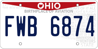 OH license plate FWB6874