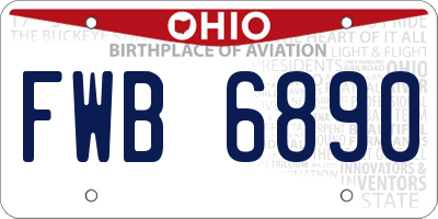 OH license plate FWB6890