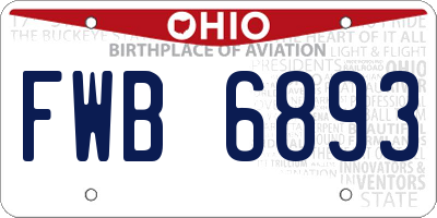 OH license plate FWB6893