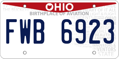 OH license plate FWB6923