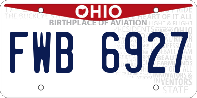 OH license plate FWB6927