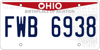 OH license plate FWB6938