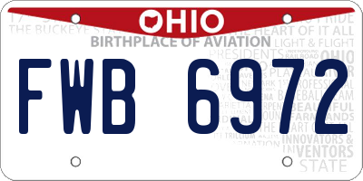 OH license plate FWB6972