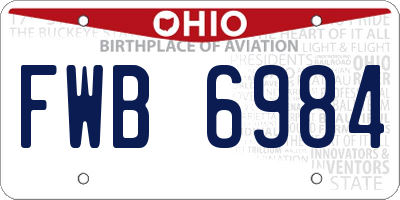 OH license plate FWB6984