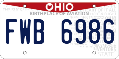 OH license plate FWB6986