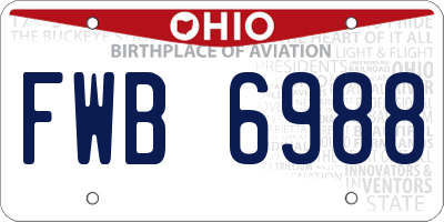 OH license plate FWB6988