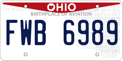 OH license plate FWB6989