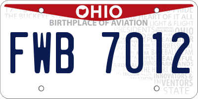 OH license plate FWB7012