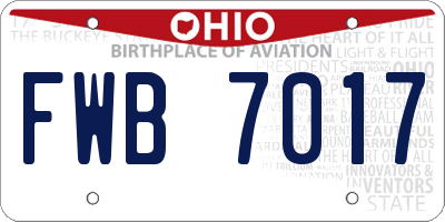 OH license plate FWB7017