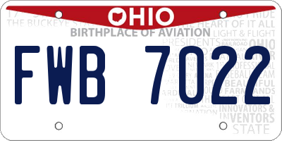 OH license plate FWB7022