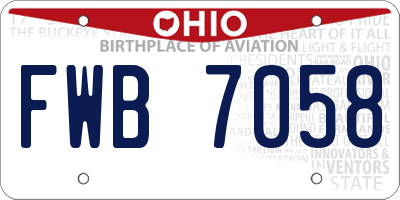 OH license plate FWB7058