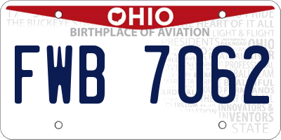 OH license plate FWB7062