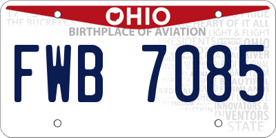 OH license plate FWB7085