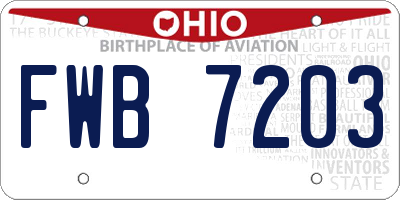 OH license plate FWB7203